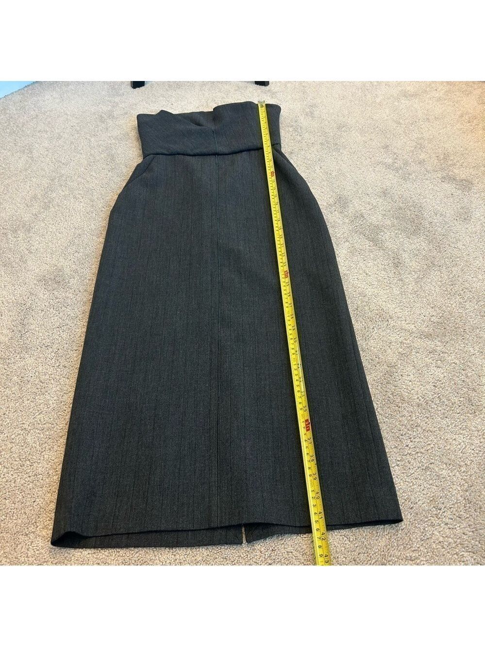 Zara gray strapless midi pencil dress pockets slit Sz S NWT - Picture 14 of 17